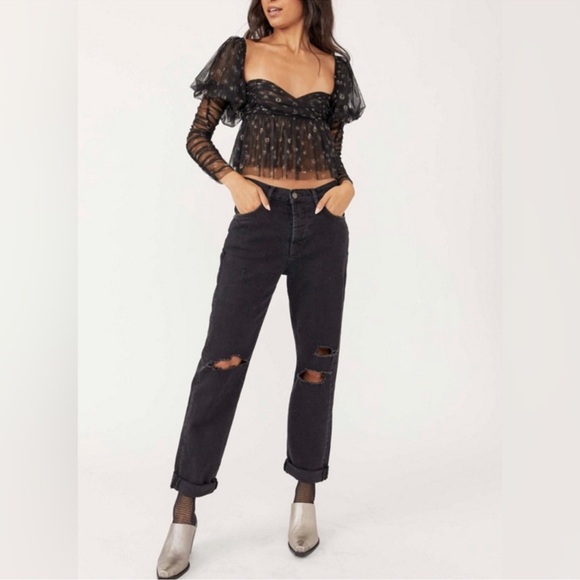 Free People Bren Boyfriend Jeans Black 29 - Picture 1 of 7